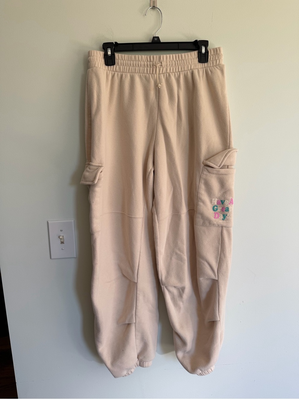 Smiley World Kids Beige Cargo Jogger Pants with Embroidered Patch Casual Lounge